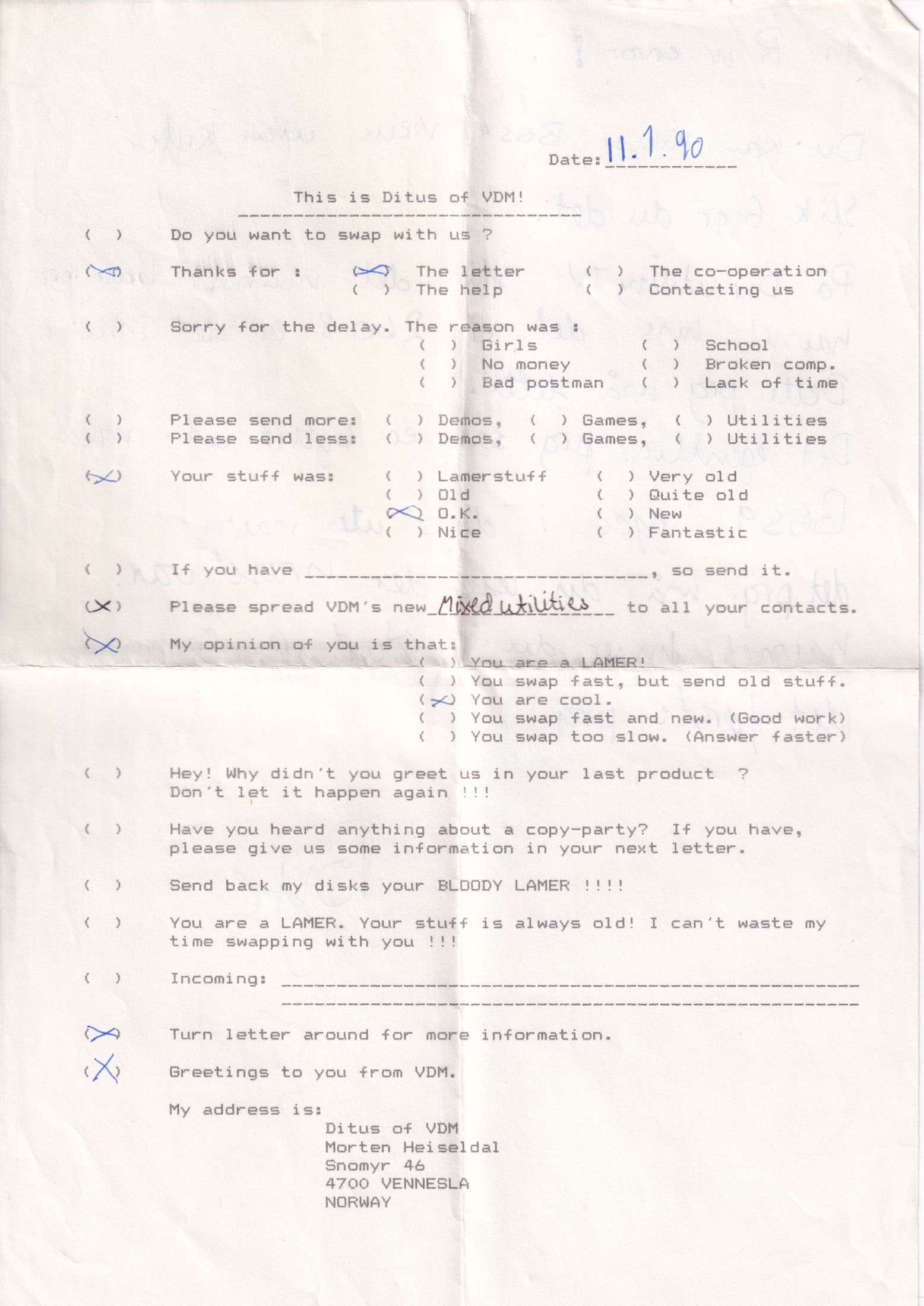 Letter 1 page A