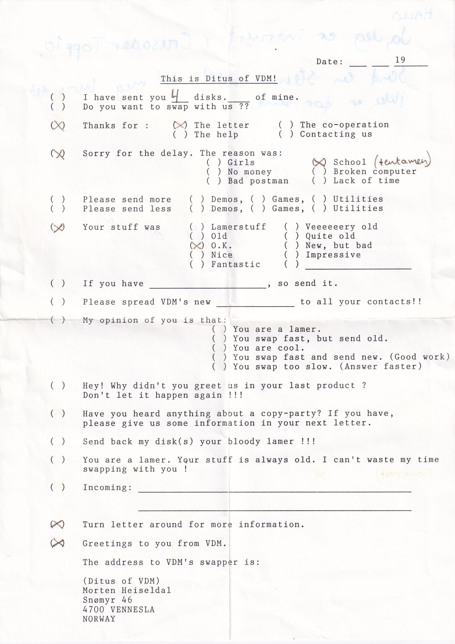 Letter 1 page A